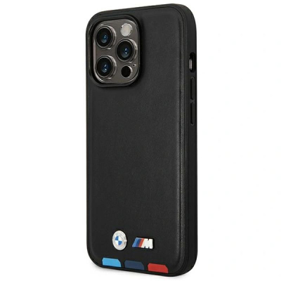 Kapak telefoni BMW M Collection për iPhone 14, lëkurë PU, i zi