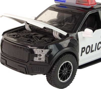 Makina lodër policore Off-Road, shkalla 1:14, pull-back, me drita dhe zë, e zezë