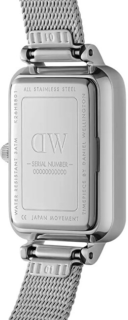 Orë dore për femra Daniel Wellington Quadro 20x26 Pressed Piano Lumine DW00100581, e argjendtë