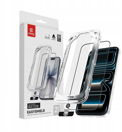 Заштитно стакло Crong EasyShield, 2 парчиња, зајфун 17 Про Макс 16 Про Макс, проѕирно