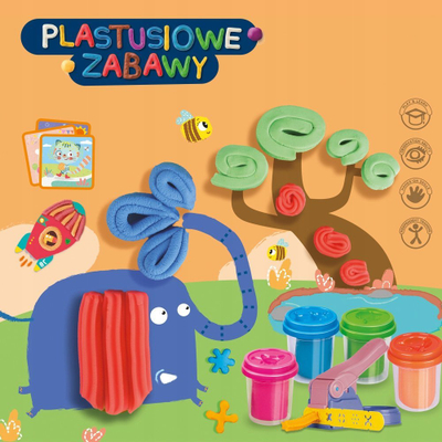Set loje plastelinë Askato Plastusiowe Zabawy, 4 kavanoza, mosha 3+, shumëngjyrësh