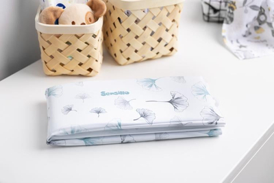 Tapet ndërrimi bebe Sensillo Travel Mat Botanical Blue, 58x40cm, i papërshkueshëm nga uji, blu