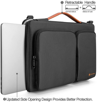 Tomtoc Чанта за Лаптоп за 15-16 Inch MacBook Pro, Црна