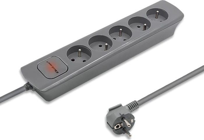 Shirit kontakti Qoltec 50275, 5 priza, kabllo 1.8 m, gri