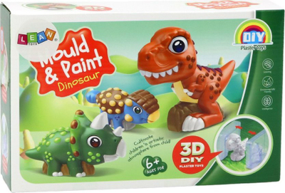 Set kreativ Leantoys Mould and Paint Dinosaur, gips 3D, me bojëra, shumëngjyrësh