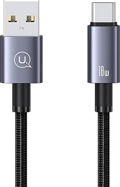 Kabllo USB në USB-C Usams SJ680USB01, 3A, 0.25m, e zezë metalike