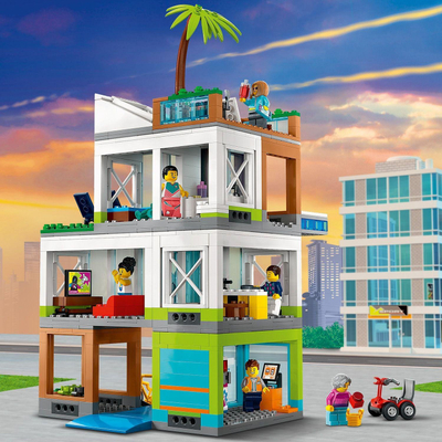 Set LEGO City Pallat me Apartamente 60365, 1000 copa, 4 kate, shumëngjyrësh