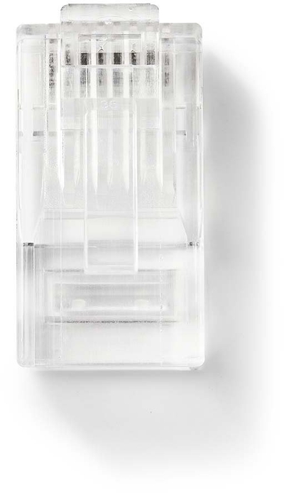 Мрежен конектор Нedis RJ45 со поминување, CAT5 CAT5e, сет 10 парчиња, проѕирен