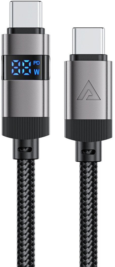 Kabllo karikimi ACEFAST USB C në USB C, 60W, 1.2m, me ekran LED, gri