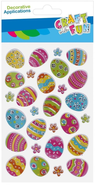 Ngjitësa dekorativ 3D CRAFT WITH FUN Easter Eggs 531852, set 28 copë, shumëngjyrëshe