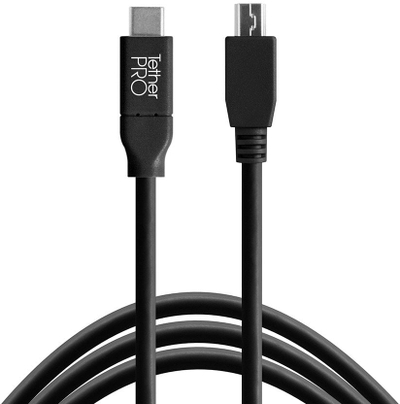 Kabllo USB TetherTools TetherPro USB C në USB 2.0 Mini B 5 Pin, 4.6m, i zi