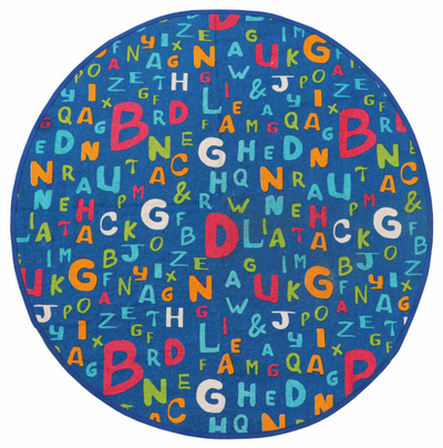 Tapet i rrumbullakët për fëmijë Heinner Alphabet, 110 cm, pambuk, antirrëshqitës