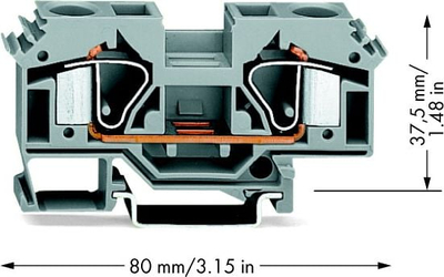 Klemë shinë Wago 283-601, 2 përçues, 16mm², gri