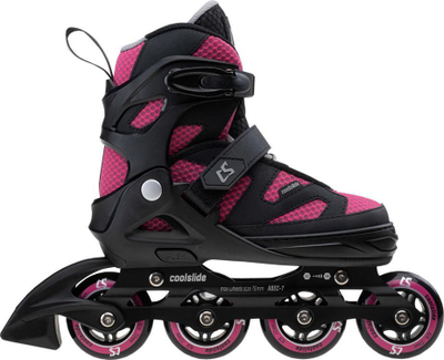 Patina inline për kalamoj Coolslide Shoq, me numër të rregullueshëm 31-34, rrota PU ABEC-7, rozë me të zezë