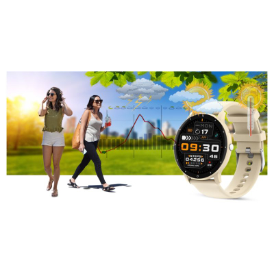 Orë e zgjuar Gravity GT1-8 PRO, ekran 1.39", Bluetooth 5.2, bezhë