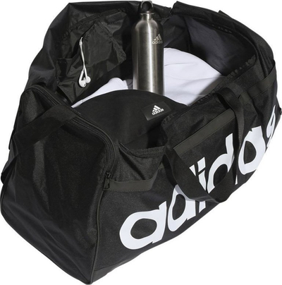 Çantë sportive Adidas Linear Duffel L HT4745, me ndarje veç për atlete, me rrip shpatulle, e zezë