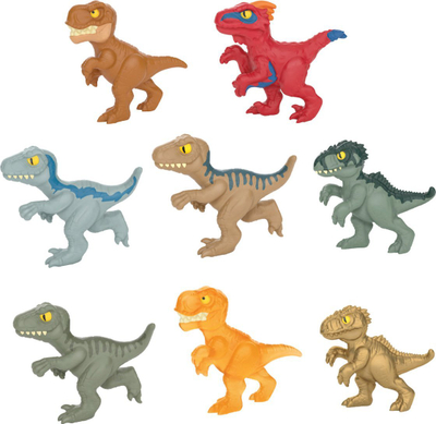 Set figurina Goo Jit Zu Jurassic Minis S1, 8 copë, elastike, shumëngjyrëshe