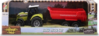 Lodër traktor ferme Artyk, me rimorkio, me drita edhe zë, jeshil me të kuqe
