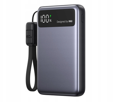 Power bank Iniu Pocket Pro Slim, 10000 mAh, 45W USB C USB A, e zezë