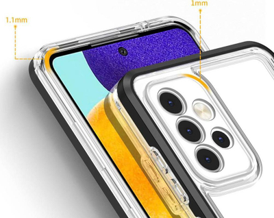 Mbulesë telefoni Samsung Galaxy A73, 3n1, e tejdukshme, me kornizë të zezë