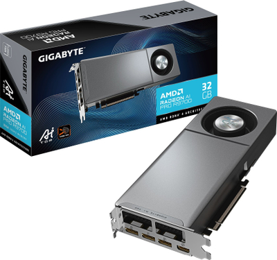 Kartë grafike Gigabyte Radeon AI Pro R9700 AI Top, 32GB GDDR6, PCIe 5.0, gri