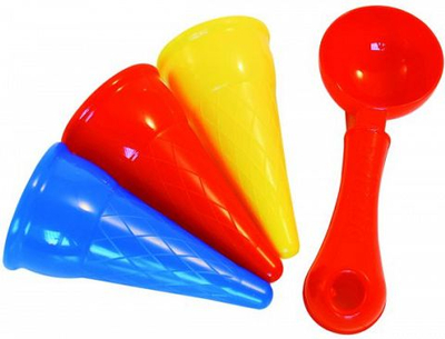 Set lodrash me rërë Tupiko Ice Cream Molds, 3 forma akulloresh, plastik, shumëngjyrësh