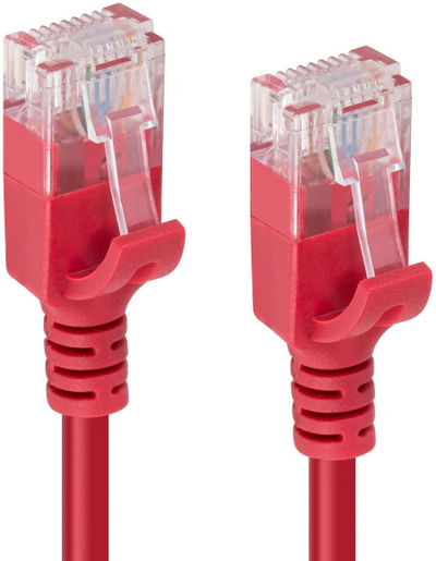 Kabllo rrjeti Microconnect V UTP6A0015R SLIM, Cat6a U UTP, 0.15m, e kuqe