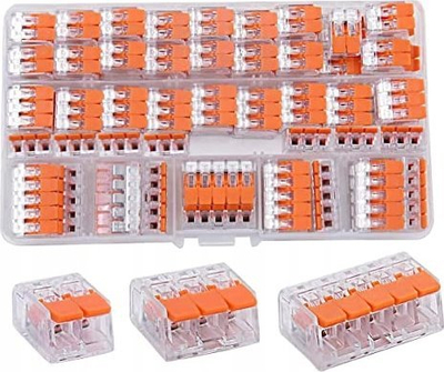 Set lidhësa elektrikë të shpejtë Eurokomp E6079, 75 copë, për tela njëpërçues dhe shumëpërçues, shumëngjyrësh