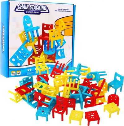 Lojë tavoline Falling Chairs, lojë aftësie për fëmijë, shumëngjyrëshe