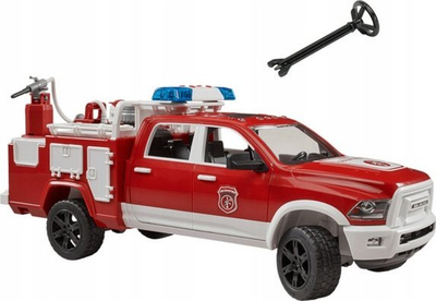 Lodër makinë zjarrfikse Bruder Dodge RAM 2500, 1:16, me dritë edhe zë, e kuqe