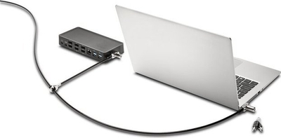 Kabllo sigurie për laptop Kensington K63380WW, 3 në 1 Combin T Bar Nano Wedge, metalike argjendtë