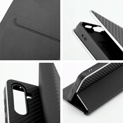 Навлака за книга Luna Book Carbon за Xiaomi Redmi Note 14 4G, карбон, црна