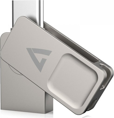 USB flash V7 VF3128GTC, 128GB, USB 3.2 Type A / Type C, ngjyrë argjendi