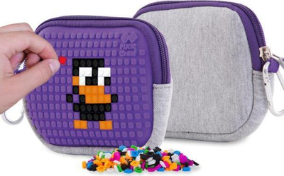 Çantë kozmetike PIXIE CREW PIXIE, neopren, panel silikoni, gri me vjollcë