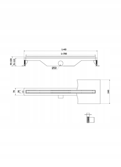 Линеарен канал за туш Cersanit Tako Slim, 70 cm, инокс, хром