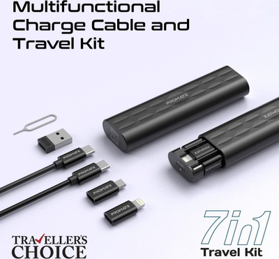 Сет за патување ProMate Perk Travel Kit, кабел USB C 0.29m, 60W, USB 3.2