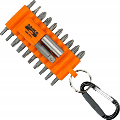 Set bitash BAHCO 59S/22-2, 22 copë, me karabiner, portokalli