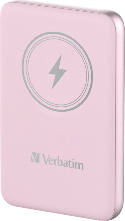 Karikues portativ Verbatim Charge n Go, 10000mAh, karikim wireless magnetik 15W, rozë