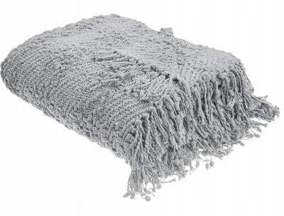 Mbulesë krevati pambuku Braided, 220 x 240 cm, me thekë, gri e butë