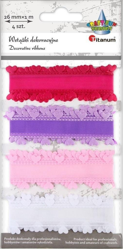 Shirit dekorativ Titanum Satin Ribbons, 26mm x 1m, 4 ngjyra