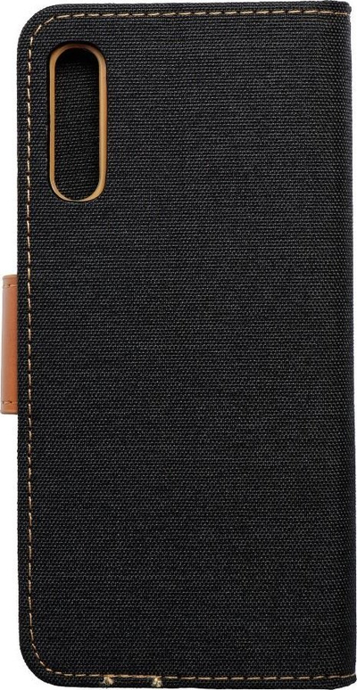 Kapak telefoni Canvas për Samsung Galaxy A50, me portofol, me mbajtëse, i zi