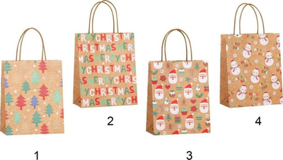 Qese dhuratash Gift Bag HB 8286 M, letër, 23x18x10cm, me figura Krishtlindjesh