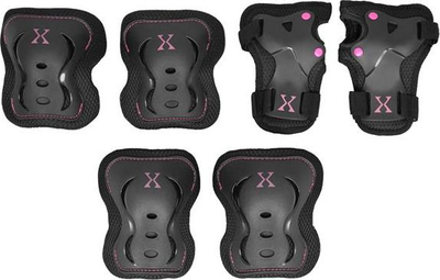 Set mbrojtësesh Nils Extreme H106, për patina dhe biçikletë, përmasa L, i zi me rozë
