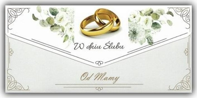 Kartolinë dasme Wedding Card Envelope From Mom, format DL, zbukurim me ar, me zarf