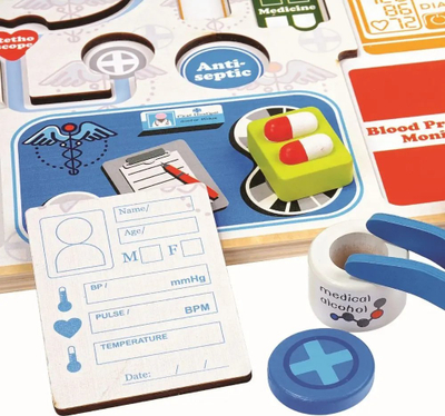 Puzzle druri 3D Bino Doctor, 29.5 x 29.5 cm, set mjeku, shumëngjyrësh