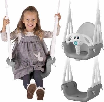 Luhatëse 3 në 1 Ricokids Elephant, modulare, për fëmijë 6m 7vjeç, gri e bardhë