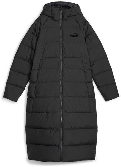 Pallto me pupla Puma Long Hooded Down Coat, e gjatë, me kapuç, e zezë, XS