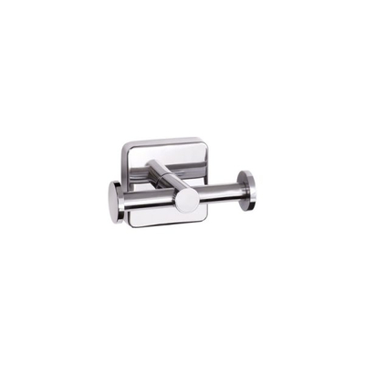 Varëse dyshe baño Double Hook Quattro, çelik inox, montim me vida ose ngjitës, krom