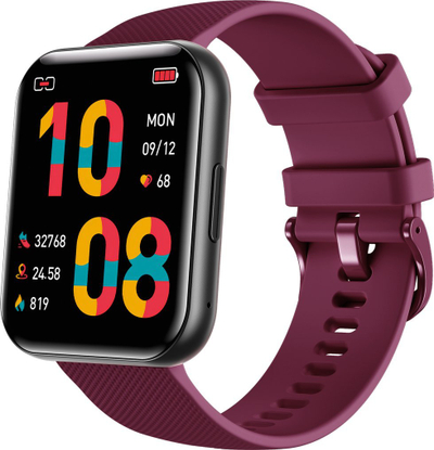 Smartwatch Bemi Exo, ekran 1.91" TFT, IP67, trup i zi rrip red wine