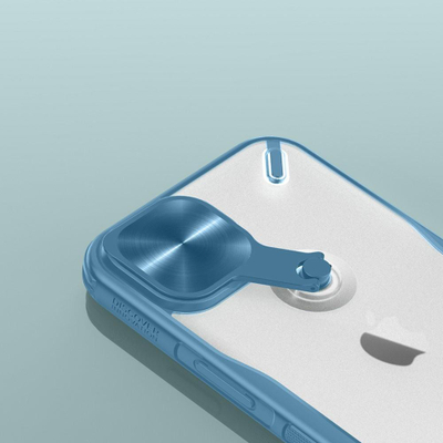 Kapak telefoni Nillkin Cyclops për iPhone 13, me pjesën mbrapa xham, me këmbëz, i zi